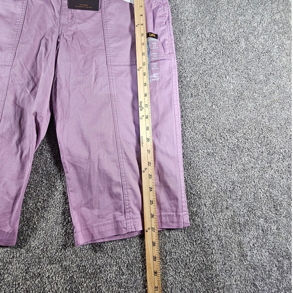 Lee Skimmer Pants Women 16 Plum Purple Relaxed Mid Rise Flex-To-Go Capri - Picture 5 of 11